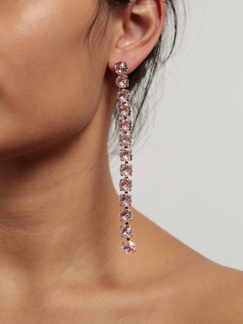 rose crystal line drop earrings