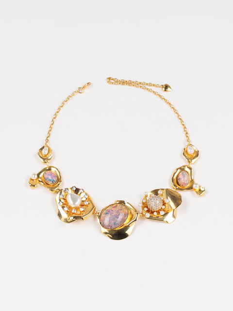 floral pink opal necklace