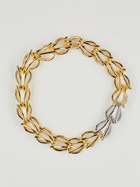 RS.10.COT.N.004 | TWO TONE CRISTAL AND PEARL TIP CHAIN OF TEARS NECKLACE