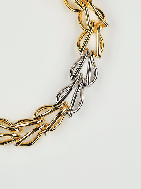 RS.10.COT.N.004 | TWO TONE CRISTAL AND PEARL TIP CHAIN OF TEARS NECKLACE