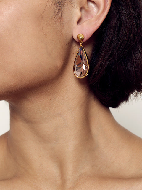 pearl and rose teardrop earrings