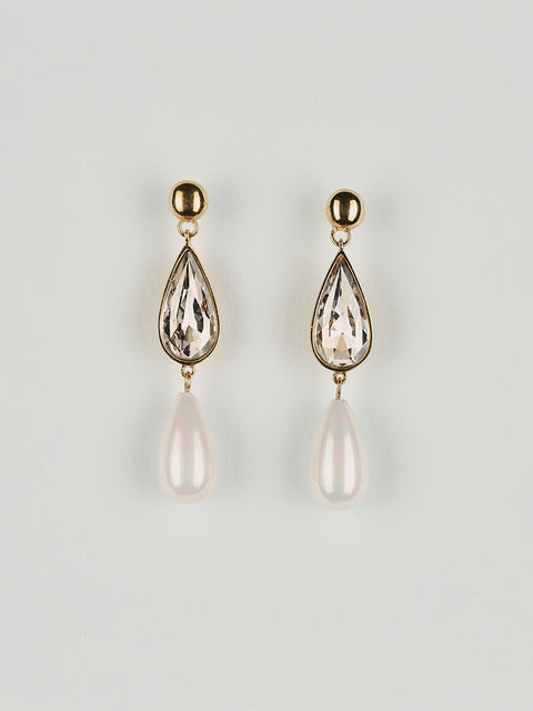 RS.10.HT.E.011 | CRYSTAL AND PEARL TEAR DROP EARRING