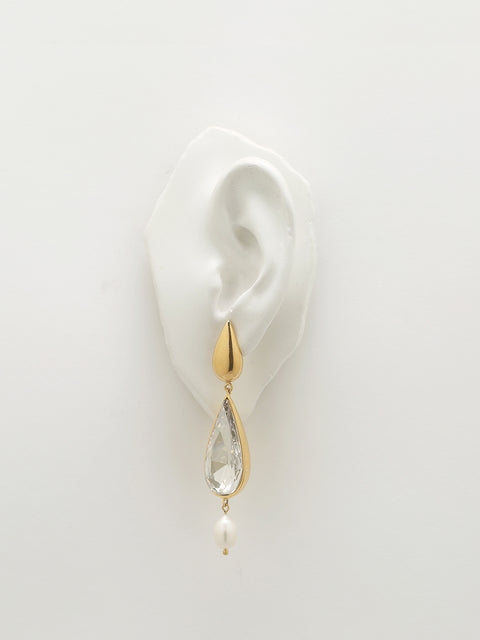 RS.10.HT.E.015| LARGE CRYSTAL AND FW PEARL TEAR DROP EARRINGS