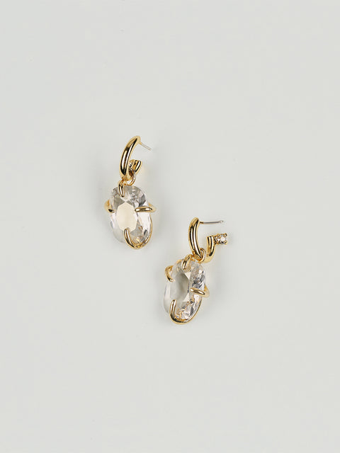 RS.11.I.E.010 | IRREGULAR SET CRYSTAL DROP OVAL HOOP EARRINGS