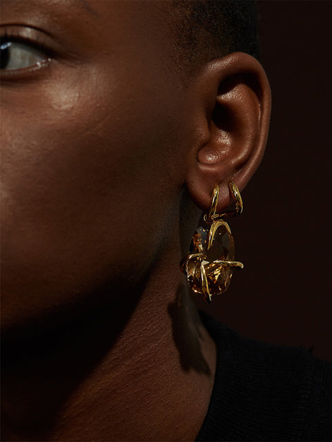 irregular set crystal drop claw earrings