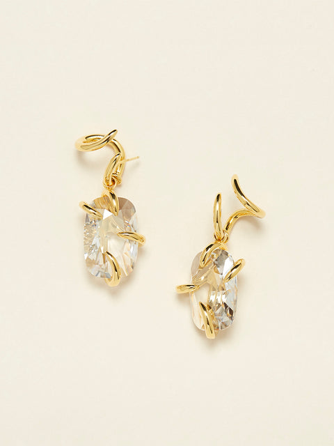 irregular set crystal drop claw earrings