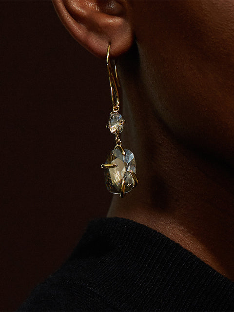 irregular set crystal hook earrings