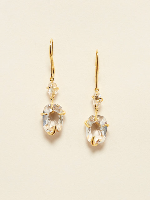 irregular set crystal hook earrings