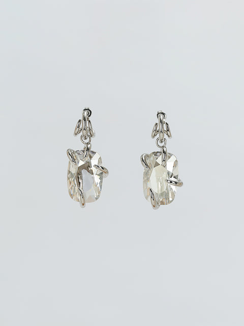 RS.11.I.E.011 | IRREGULAR SET CRYSTAL TRIPLE CLAW HOOP EARRINGS