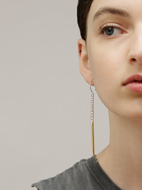 two tone crystal hook earrings