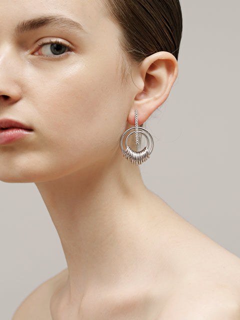 multi ring drop circle earrings