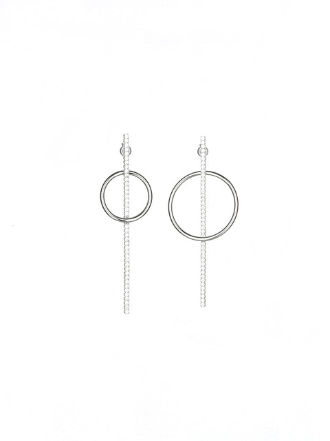 odd ring crystal bar earrings