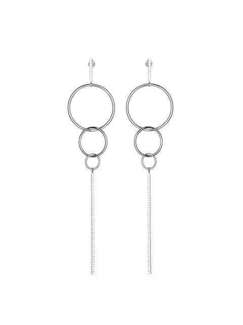 triple mobile ring and crystal bar earrings