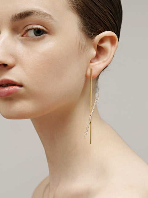 reverse crystal line drop earrings