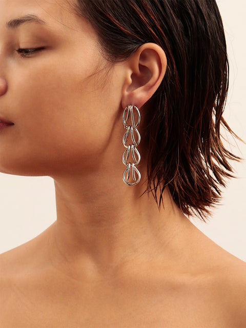 broken link chain long drop earrings