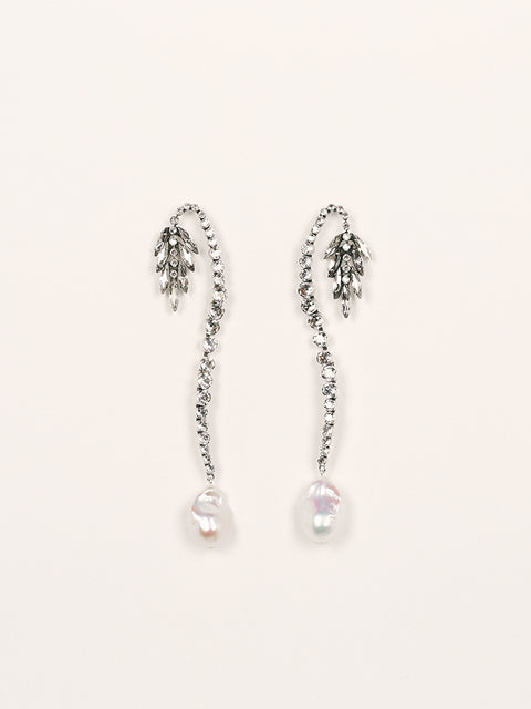 single coconut tree and baroque drop earrings