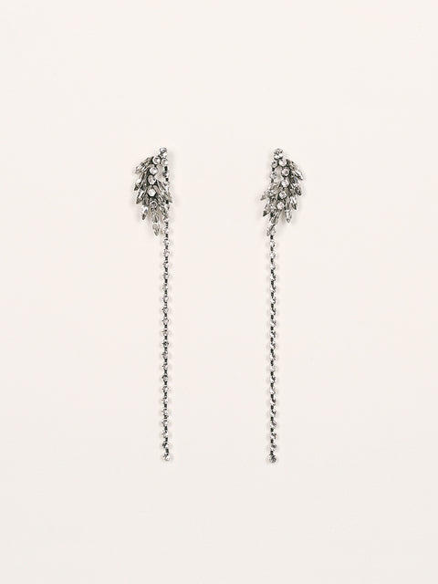 single palm frond drop earring