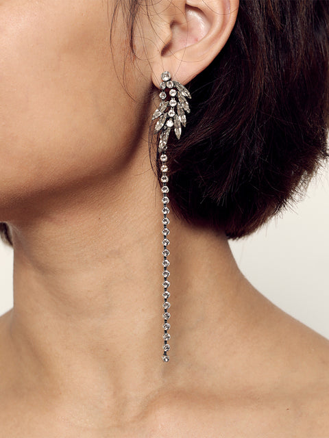 single palm frond drop earring