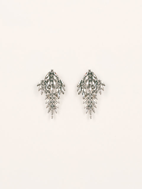 multi palm frond clip earrings