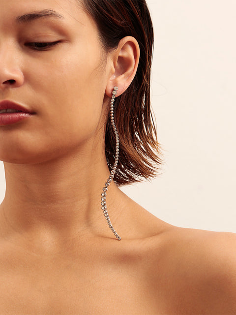 single line crystal aqua earring