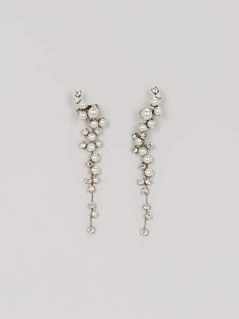 RS.CR16.E.002 | CLUSTERED PEARL AND CRYSTAL DROP EARRINGS