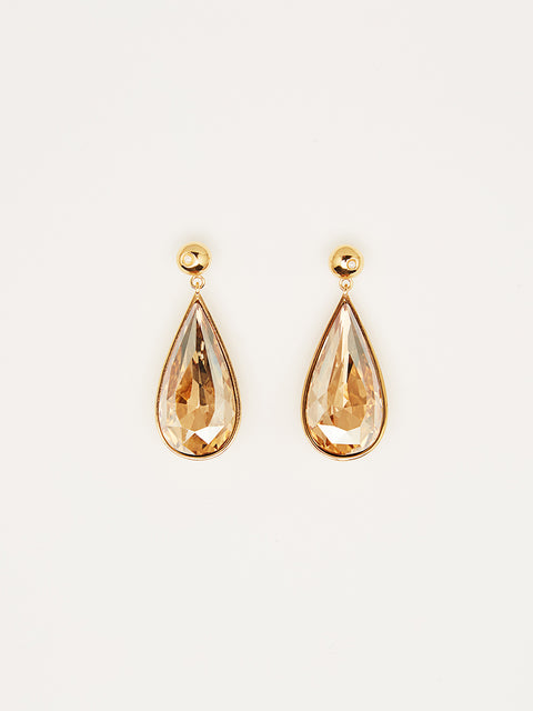 pearl and golden shadow tear drop earrings