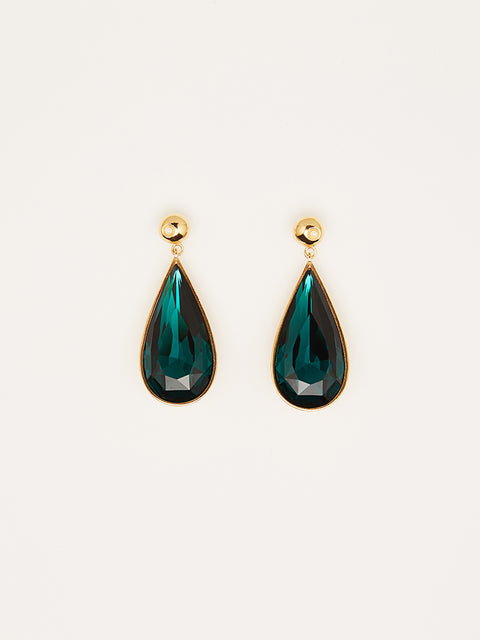 pearl and emerald tear drop earrings