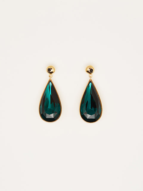 onyx and emerald teardrop earrings