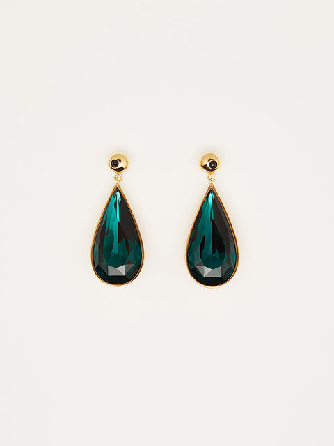 onyx and emerald tear drop earrings
