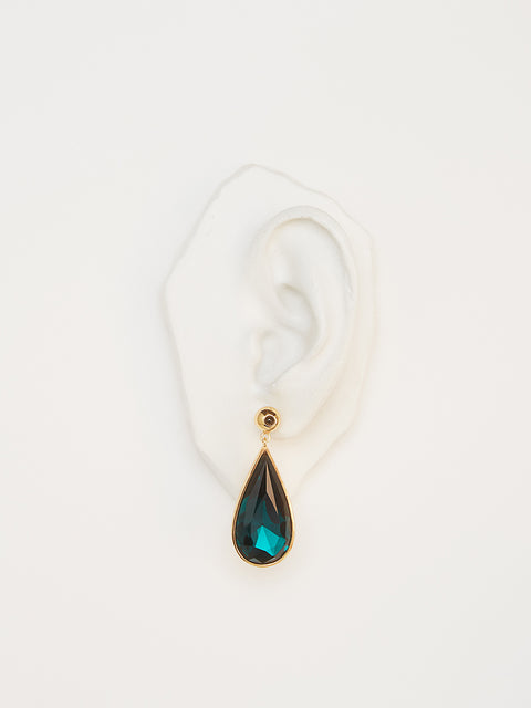 onyx and emerald teardrop earrings