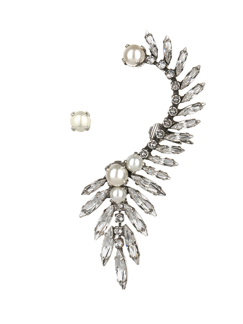 crystal and pearl ear-cuff c one