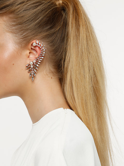 crystal and pearl ear-cuff c one