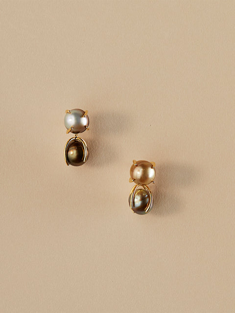 double claw set drop fiji pearl earrings