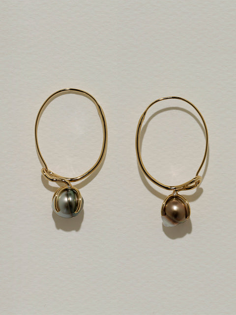 oval hoop fiji pearl drop earrings