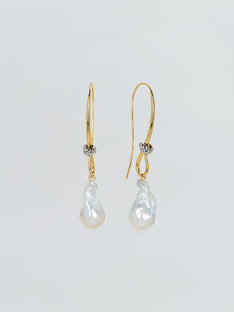 baroque pearl drop hook earrings