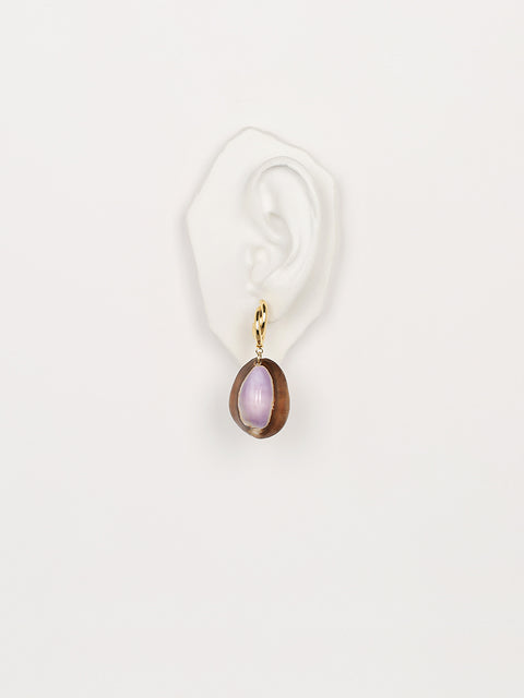 RS.IL.E.030 | WOVEN HOOP WITH PURPLE SHELL DROP EARRINGS