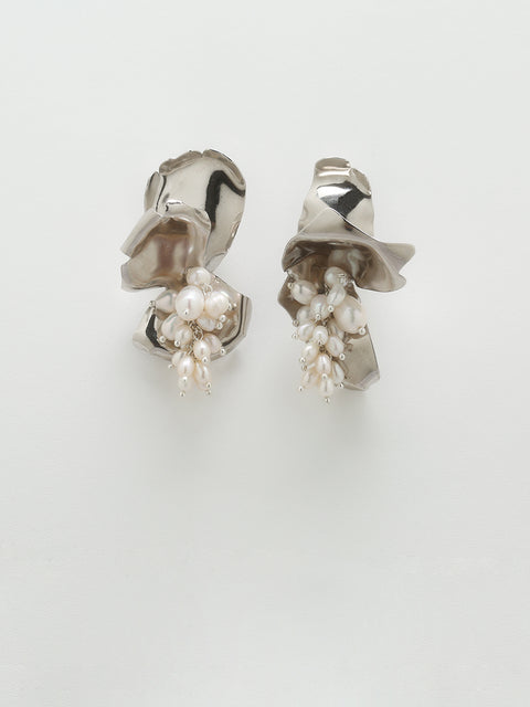 clustered pearls drop earrings