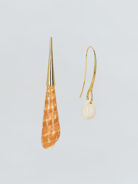 mismatched shell drop earrings