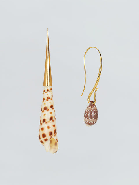 mismatched shell drop earrings