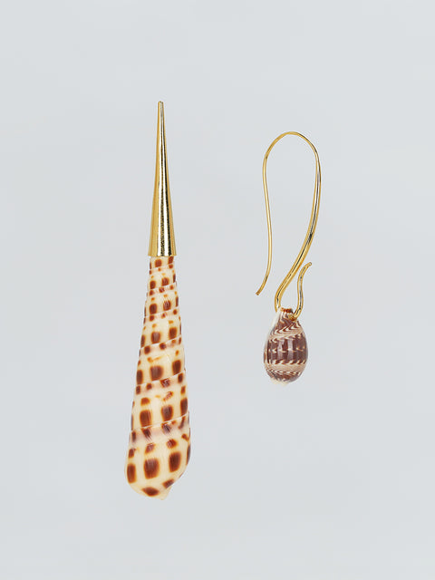 mismatched shell drop earrings