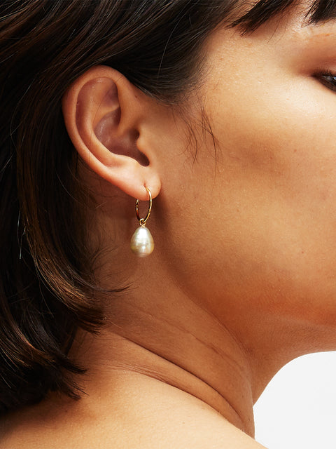 fiji pearl drop hoop earrings