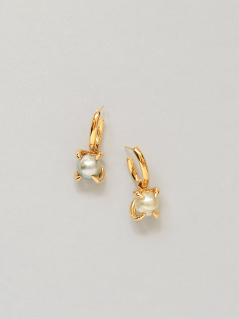 clawed fiji pearl drop oval hoop earrings