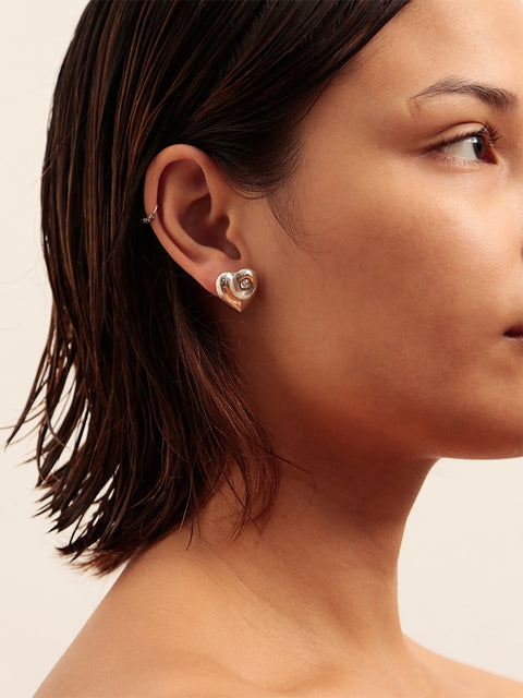RS.LH.E.007 | 1 HEART + MULTI LINKED HEART EARRING