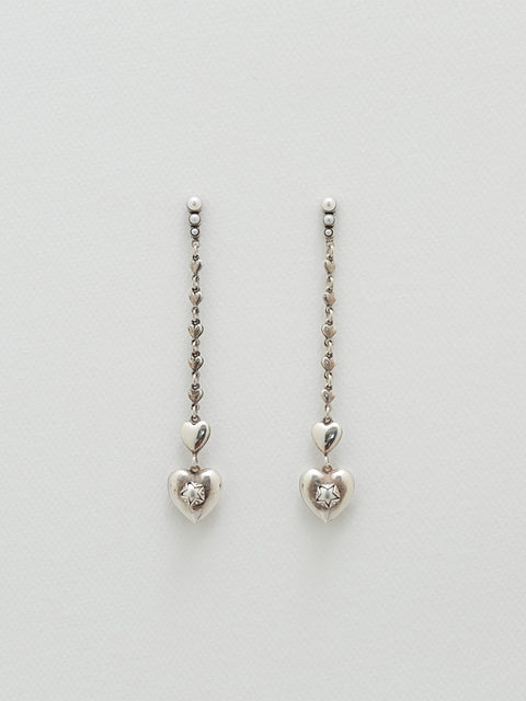 chain of hearts and pearl drop earrings