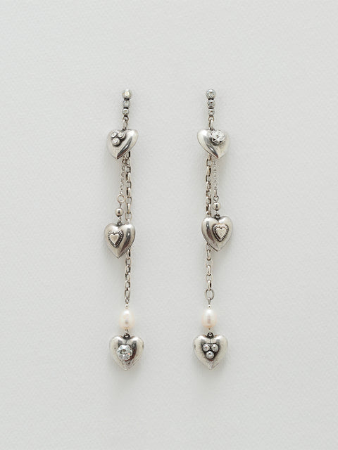 RS.LH.E.017 | THREE HEARTS LONG DROP EARRINGS