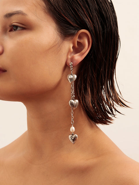 RS.LH.E.017 | THREE HEARTS LONG DROP EARRINGS