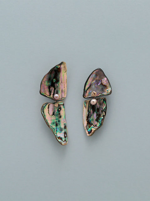 irregular paua shell drop earrings