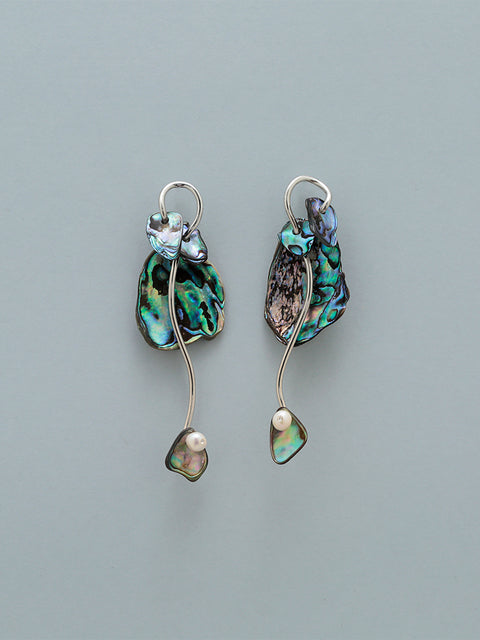 cluster of broken paua shell drop earrings