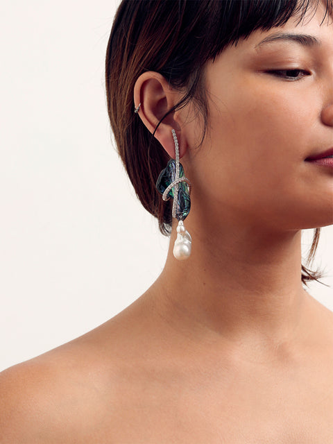 wrapped broken paua shell drop earrings