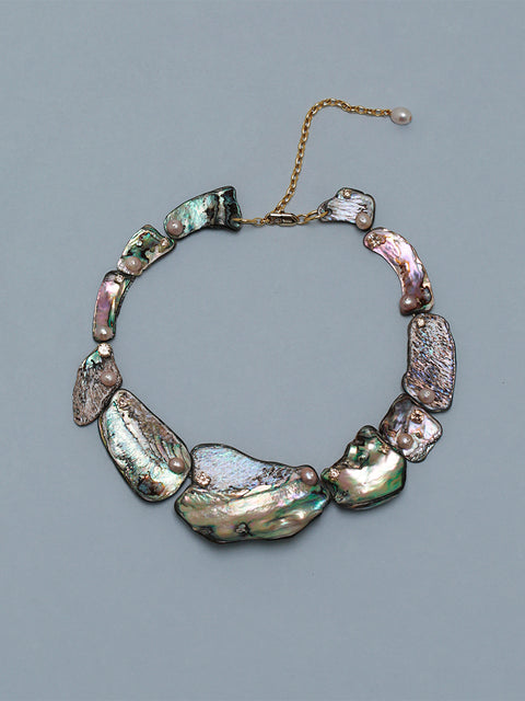 broken paua shell puzzle necklace
